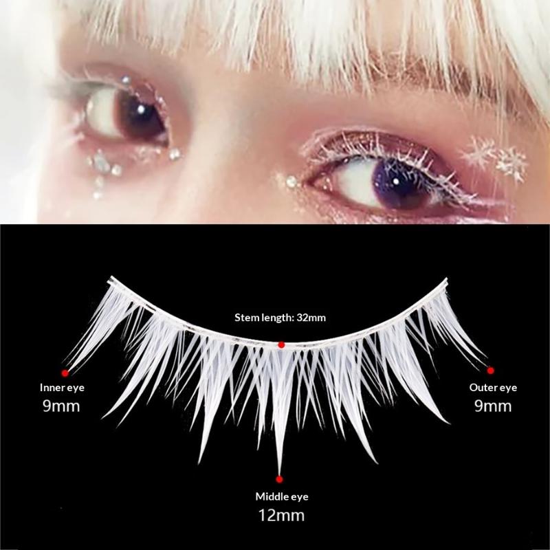 Eyelash Extension Natural Look - 3 Pairs Cosplay White Eyelashes Extension