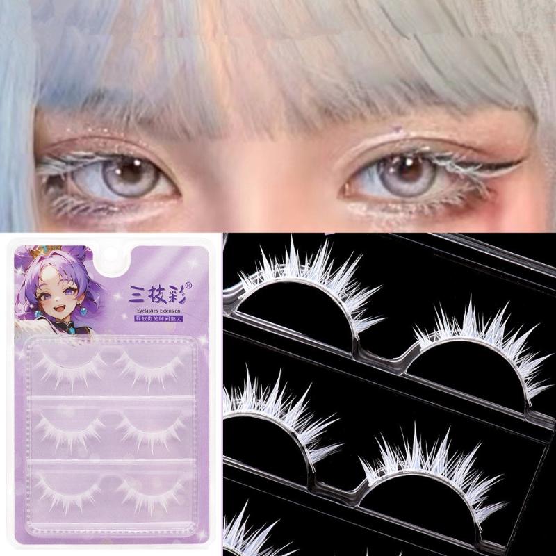3 Pairs Cosplay White Eyelashe - Eyelash Extension Natural Look 评论和价格